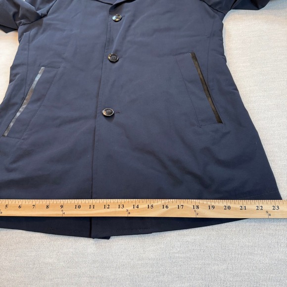 HUGO BOSS Men's Navy Blue Trench Coat Full Length Modern Classic Style Size 40R - Picture 9 of 16